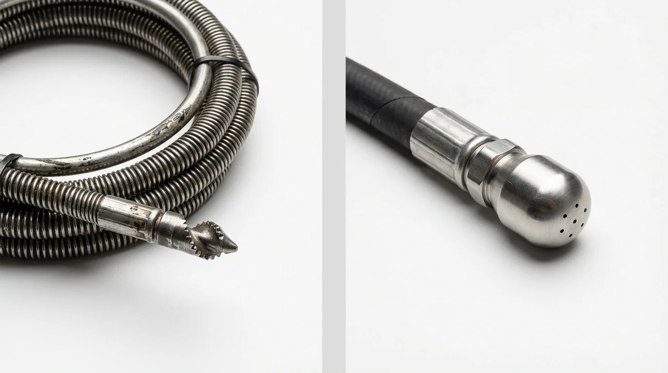 Drain snake cable and hydro jetting nozzle used for drain cleaning in Coleman, TX