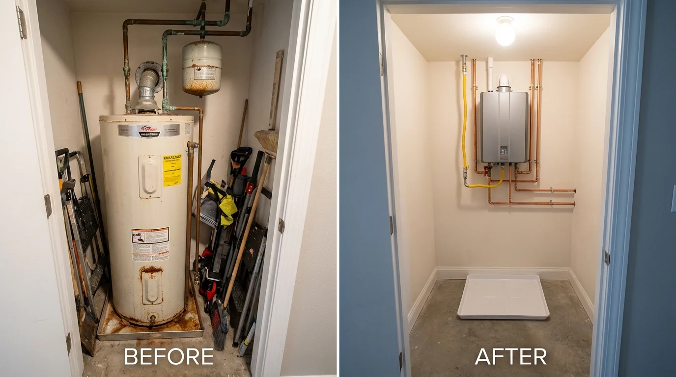 Tank water heater versus wall-mounted tankless unit comparison for Coleman, TX homeowners